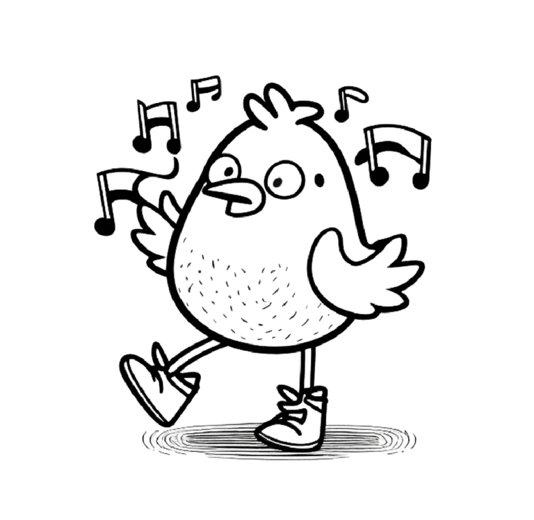 Coloring Page – Singing Chicken